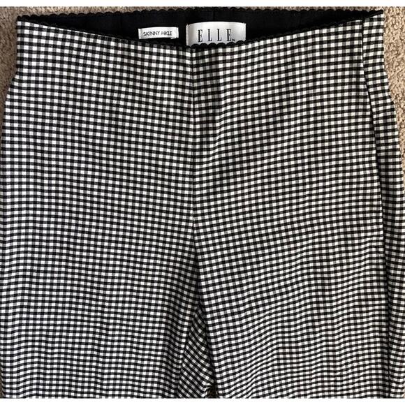 ELLE Pull On Stretch Comfort Skinny Fit Gingham Plaid Ankle Dress Pants Women M - Picture 2 of 6